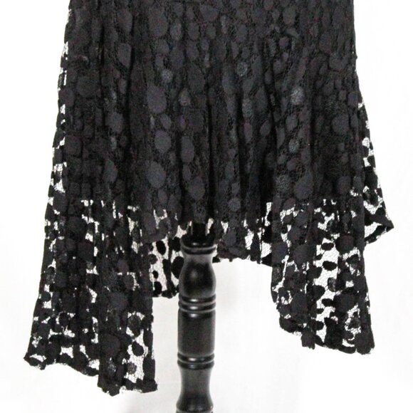Rare Y2K Gothic Flapper Lace Dress Black Asymmetrical Hem WHBM Size L Romantic - Picture 5 of 8